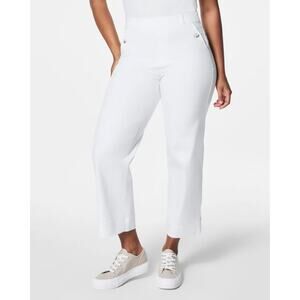 Spanx Stretch Twill High Rise Cropped Wide Leg Pants Bright White 2X